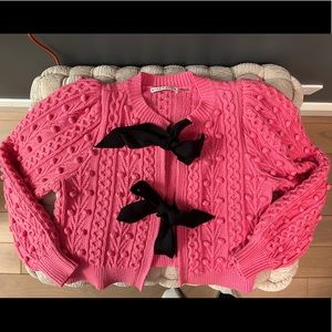 Alice + Olivia Kitty Puff-Sleeve Cardigan